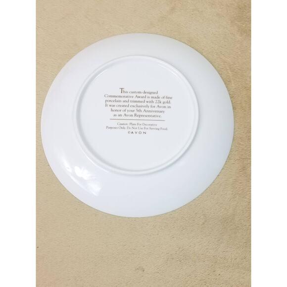 Avon 5th Fifth Anniversary Fine Porcelain 22k Gold Trim 8 1/2" Vintage - Picture 8 of 11